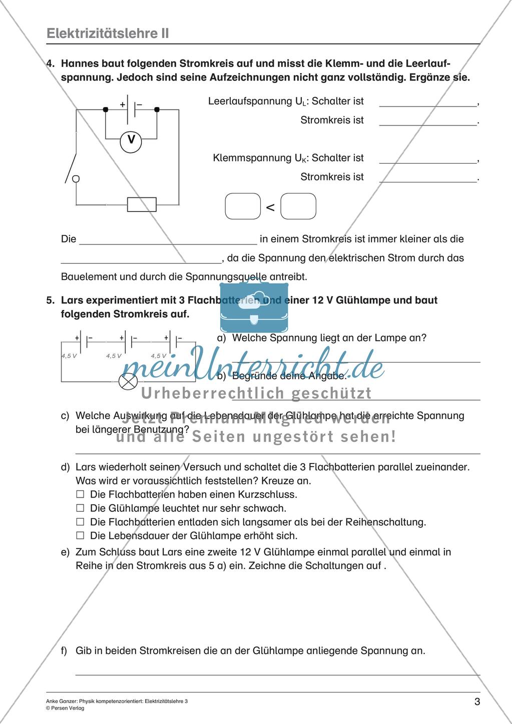 Elektrizität: Stromstärke, Spannung, Widerstand Preview 5