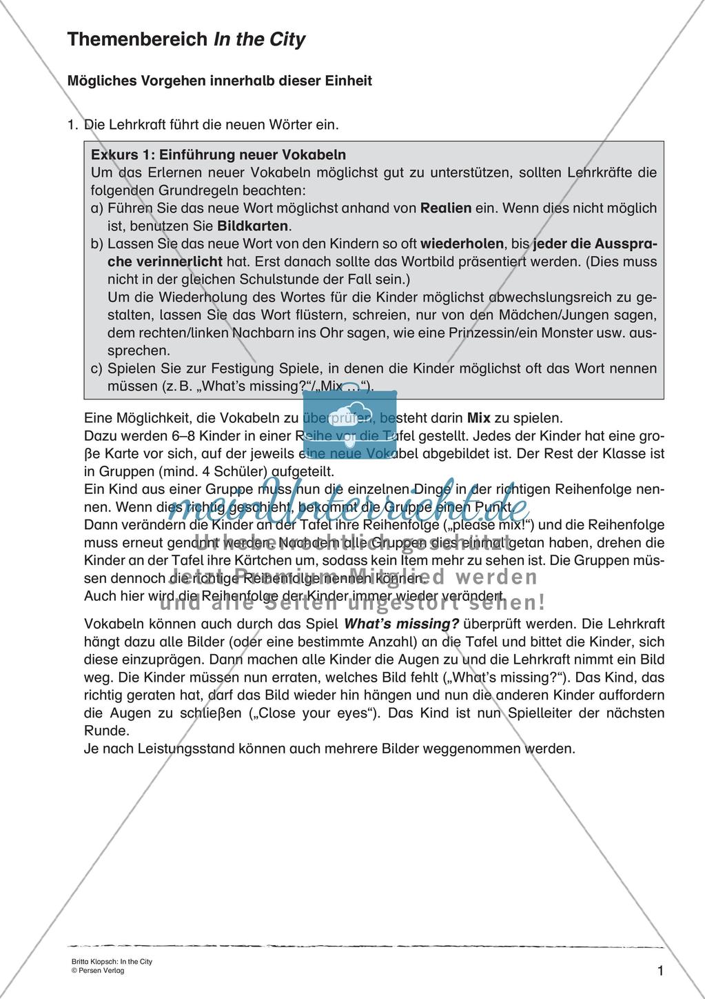 Wortschatzarbeit: In the City Preview 3