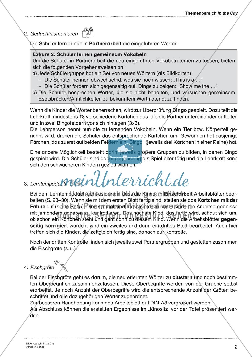 Wortschatzarbeit: In the City Preview 4