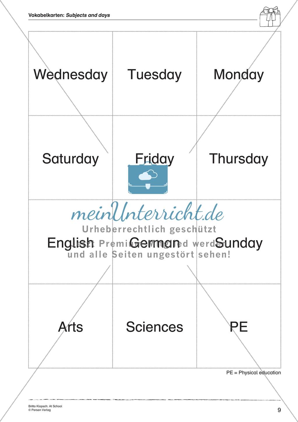 Wortschatzarbeit: At School Preview 11