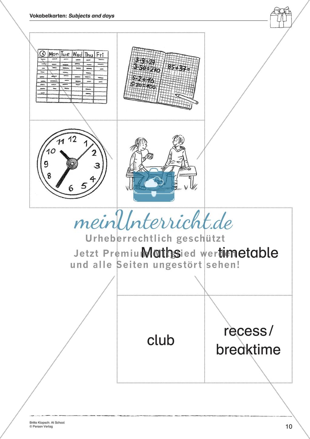Wortschatzarbeit: At School Preview 12