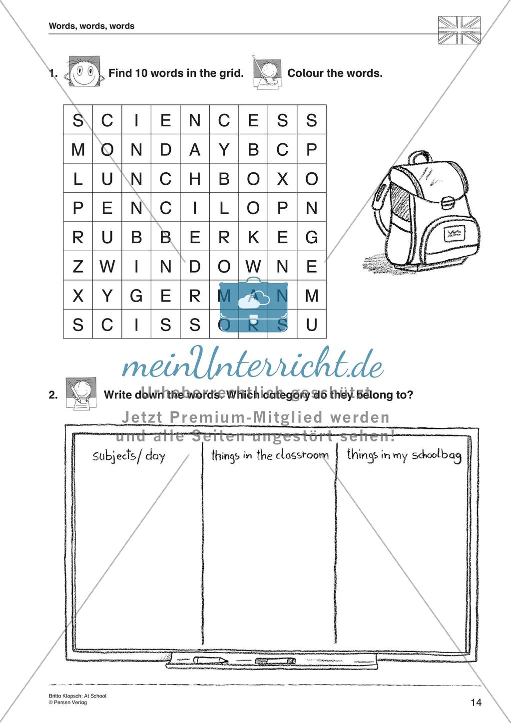 Wortschatzarbeit: At School Preview 16