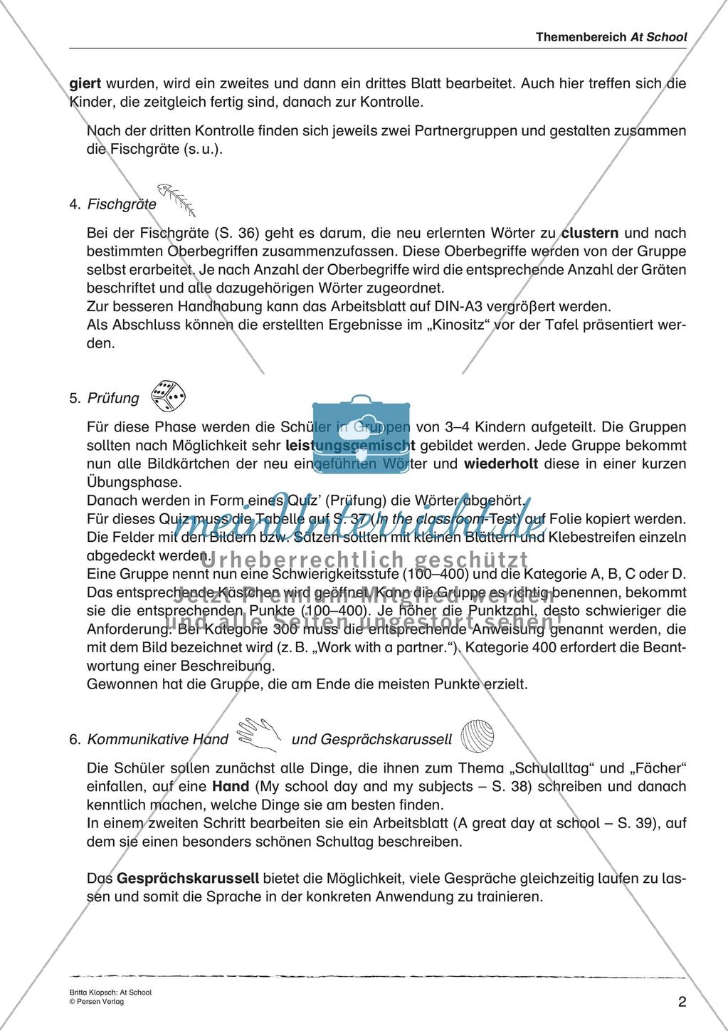 Wortschatzarbeit: At School Preview 4