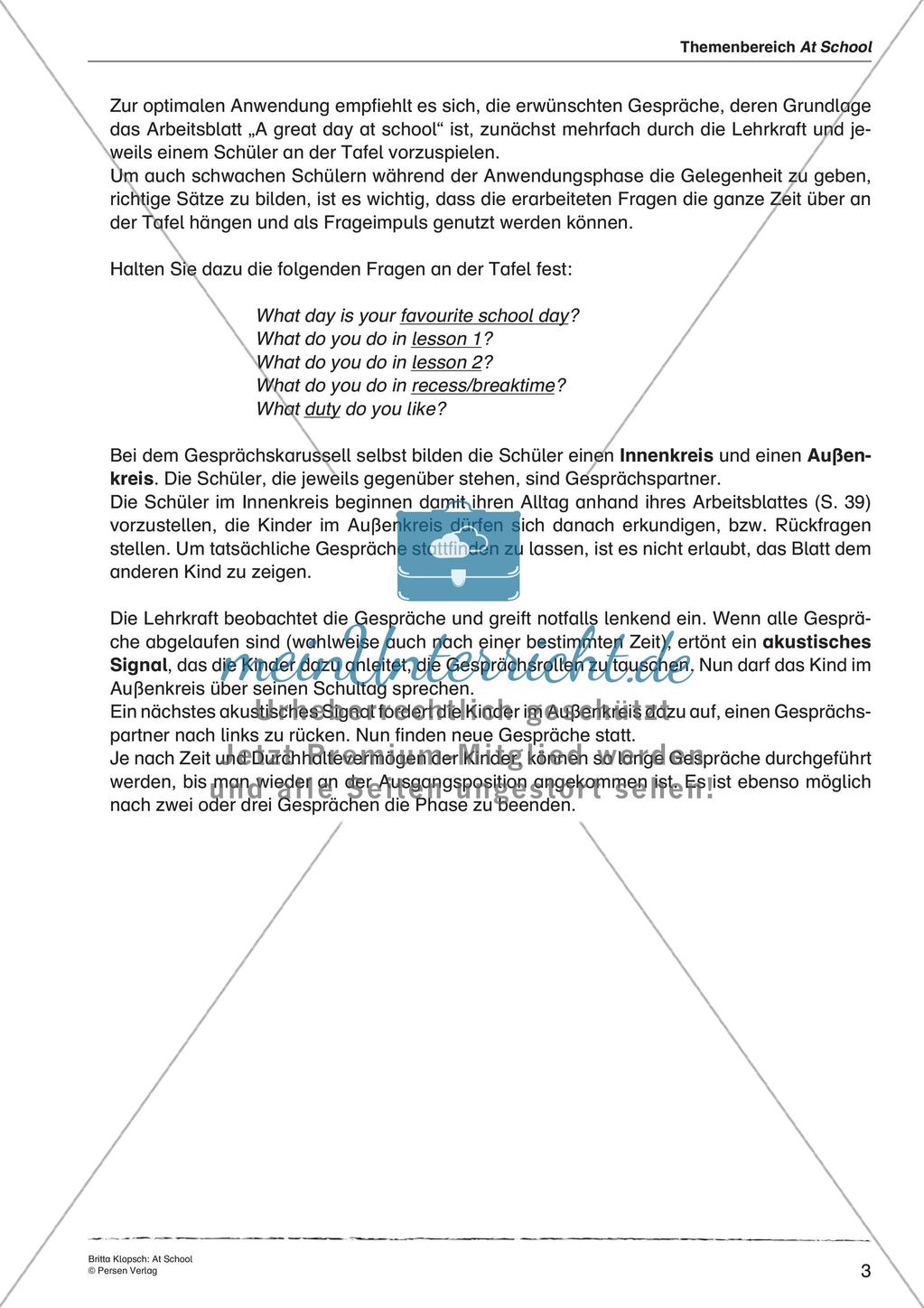 Wortschatzarbeit: At School Preview 5