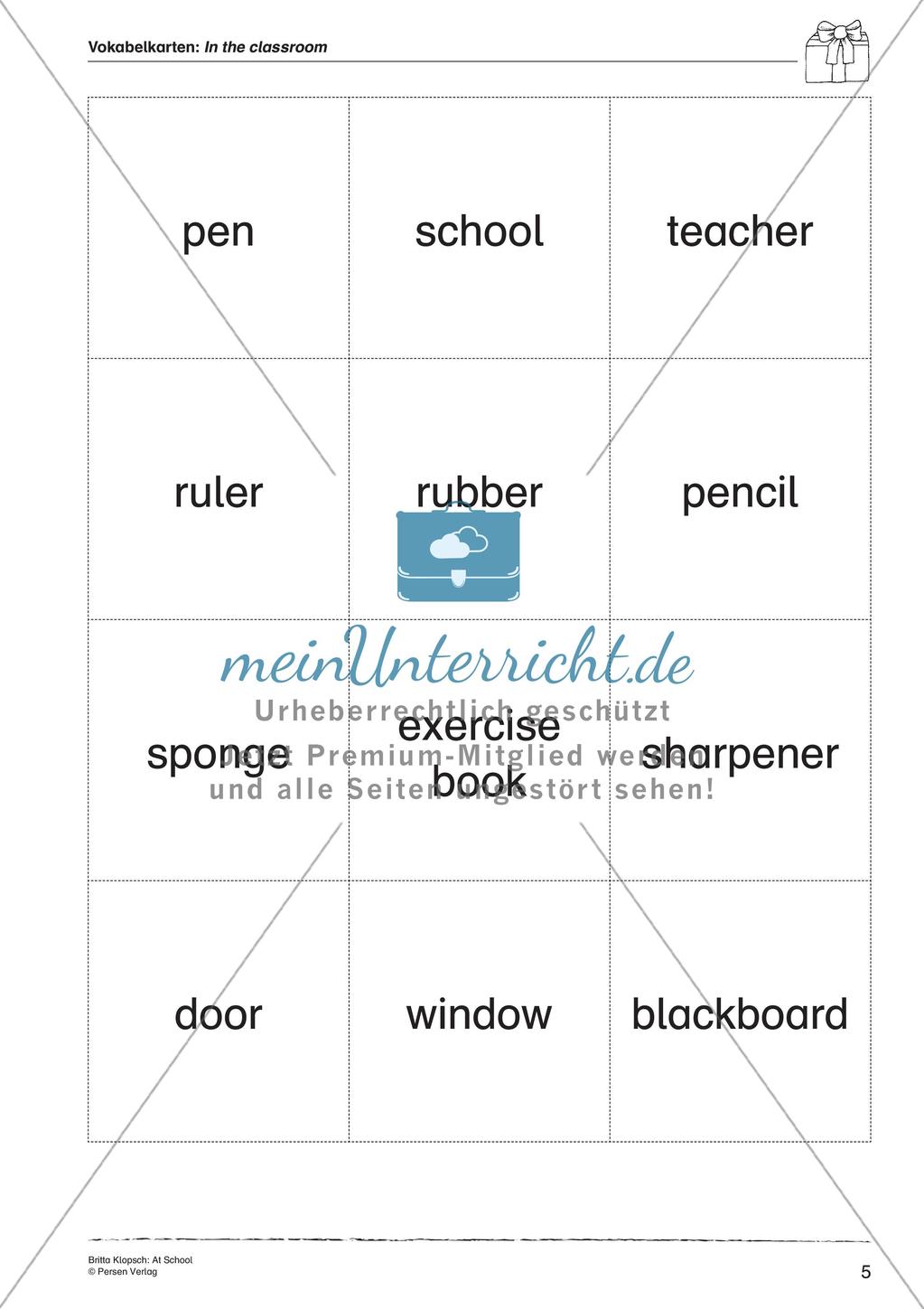 Wortschatzarbeit: At School Preview 7