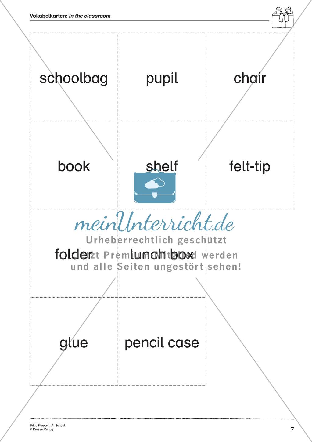 Wortschatzarbeit: At School Preview 9