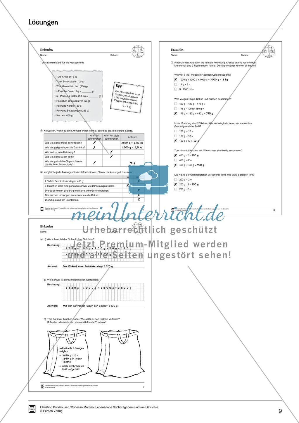 Sachaufgaben: Gewichte Preview 11