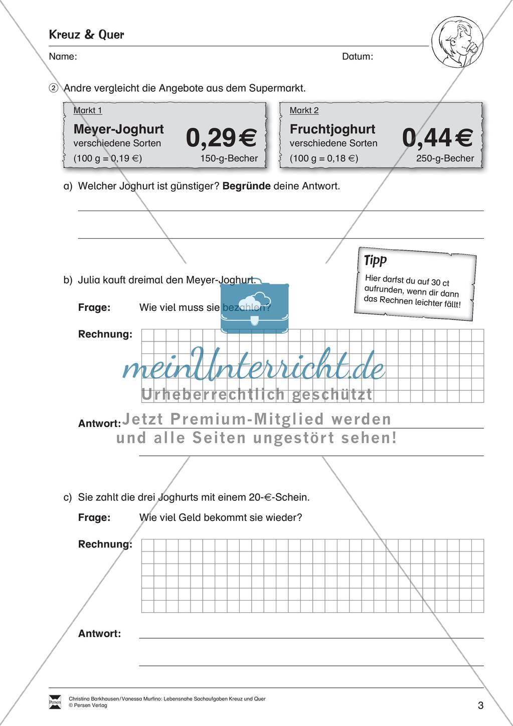 Gemischte Sachaufgaben Preview 5