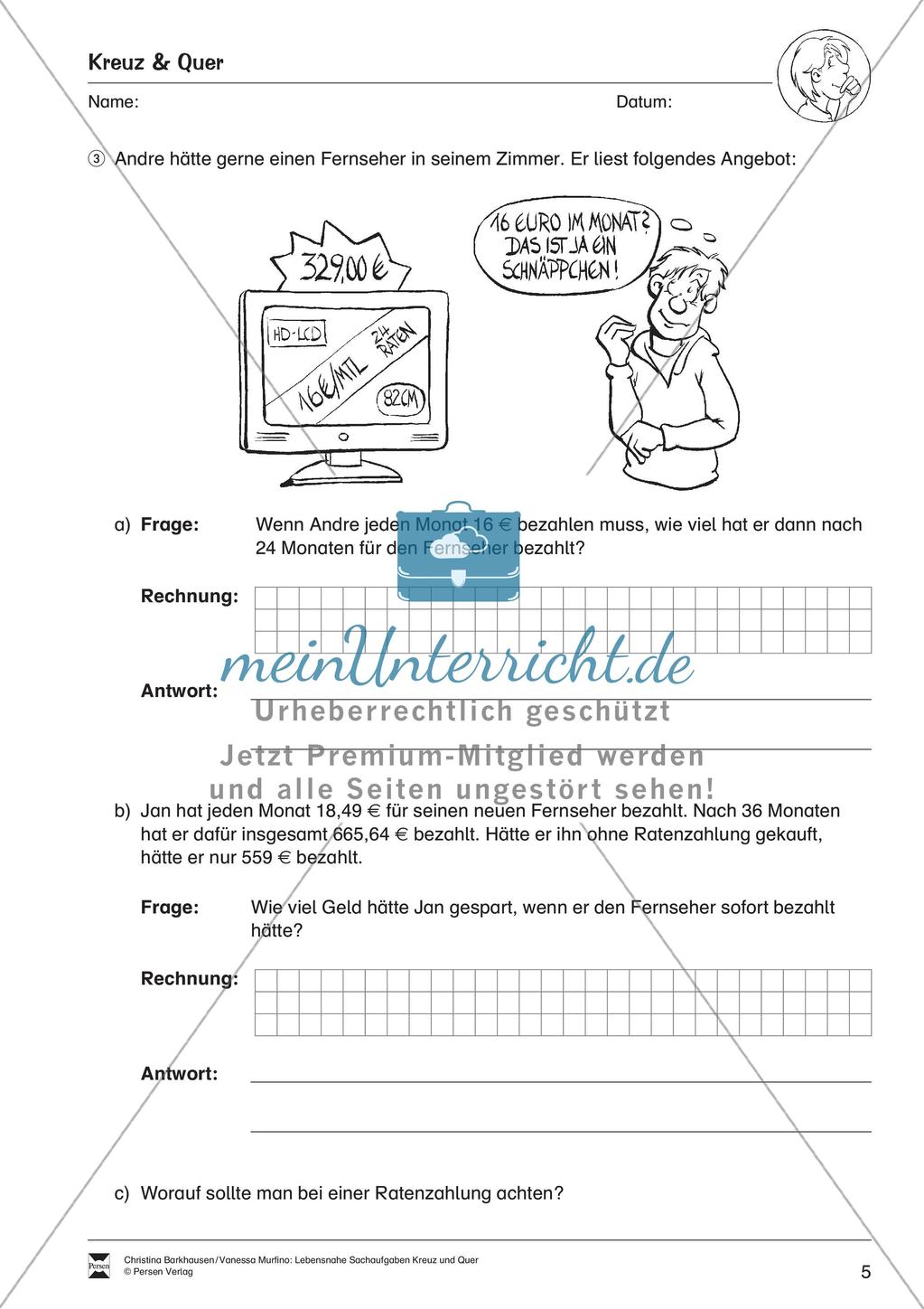 Gemischte Sachaufgaben Preview 7