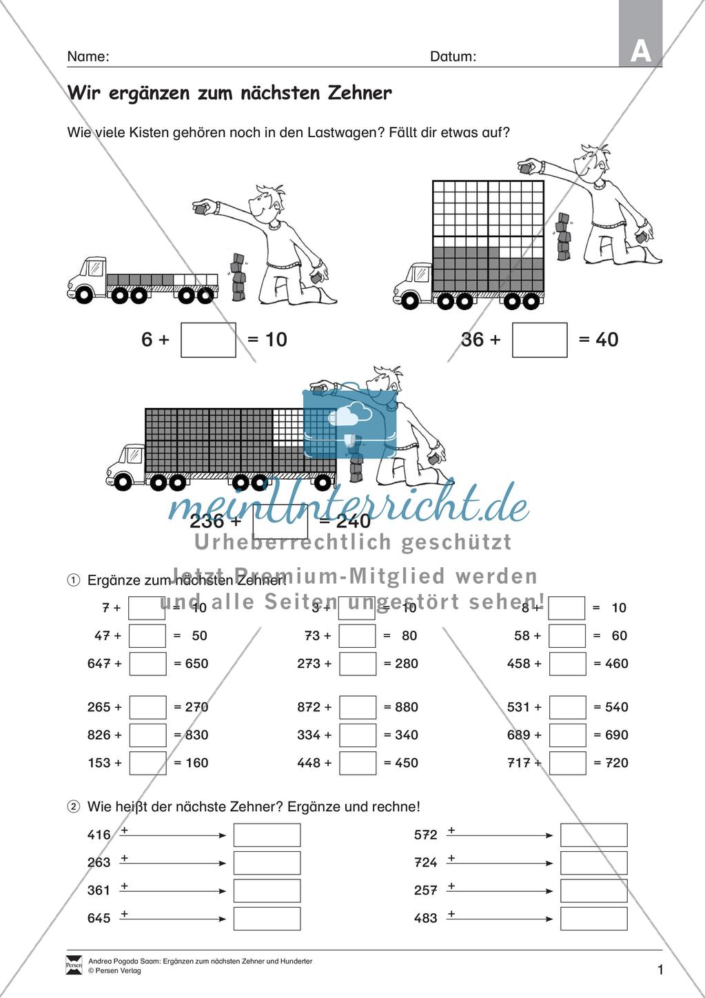 Ergänzung zum nächsten Zehner und Hunderter Preview 3