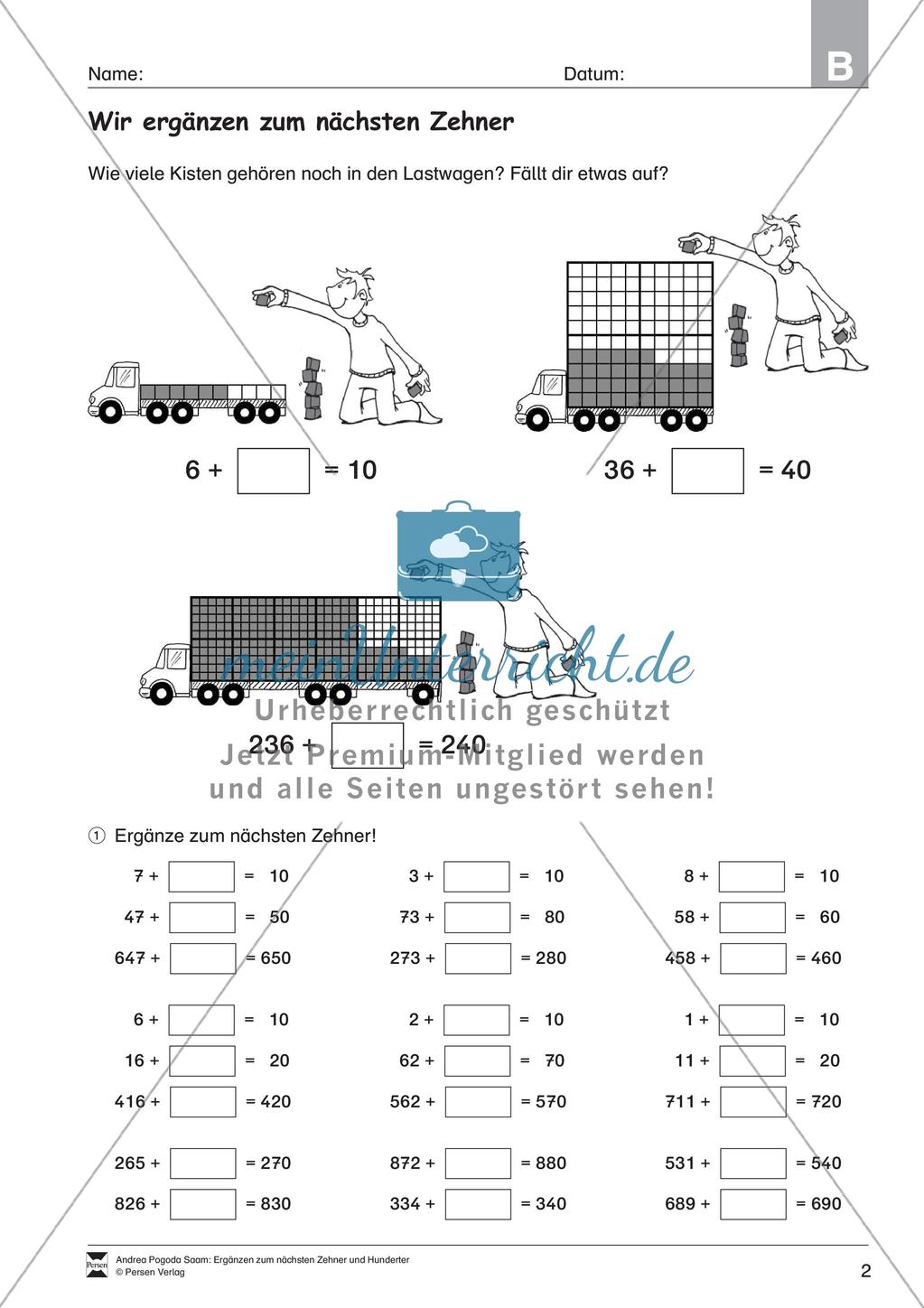 Ergänzung zum nächsten Zehner und Hunderter Preview 4