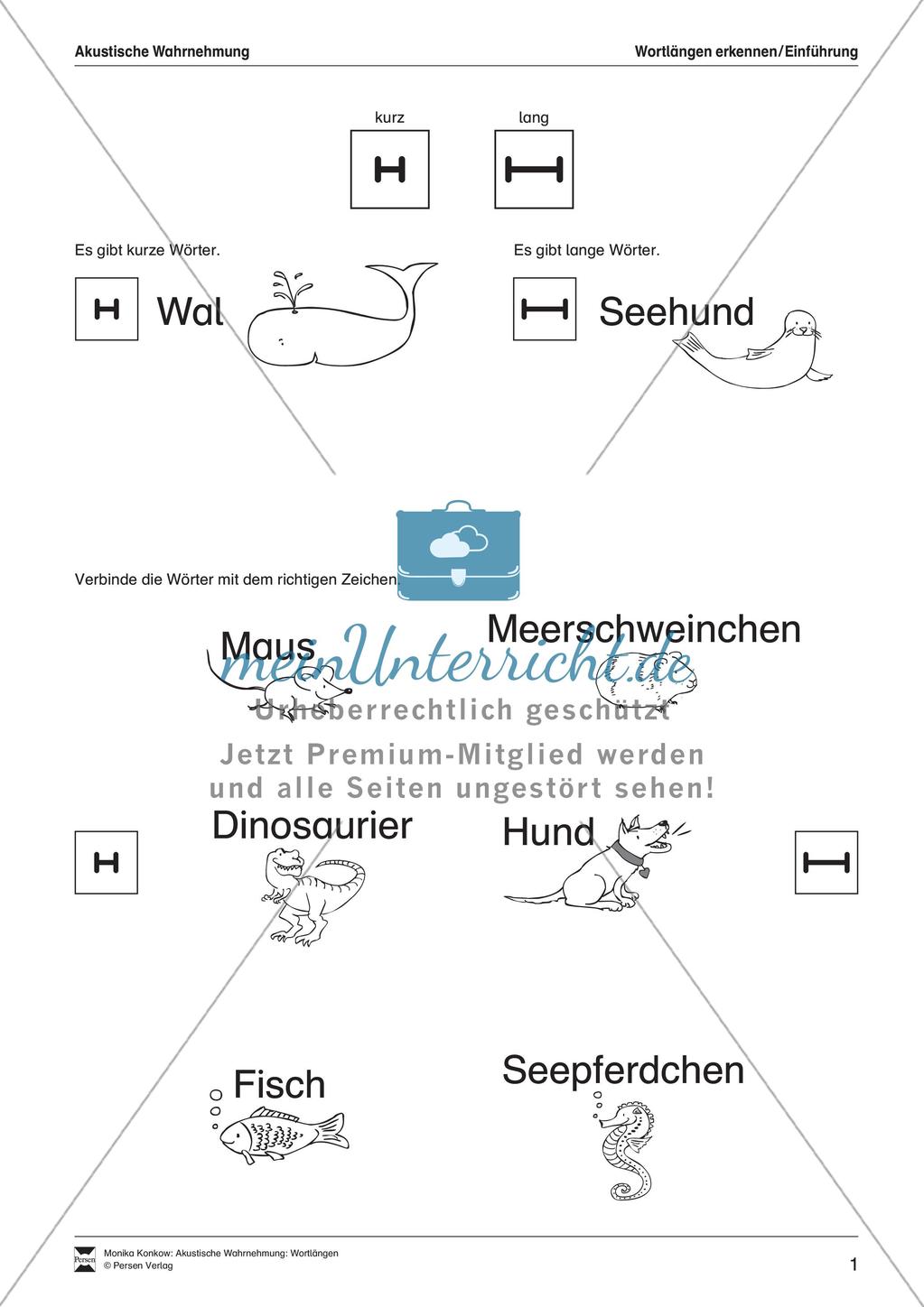 Leseerwerb: Akustische Wahrnehmung - Wortlängen Preview 2