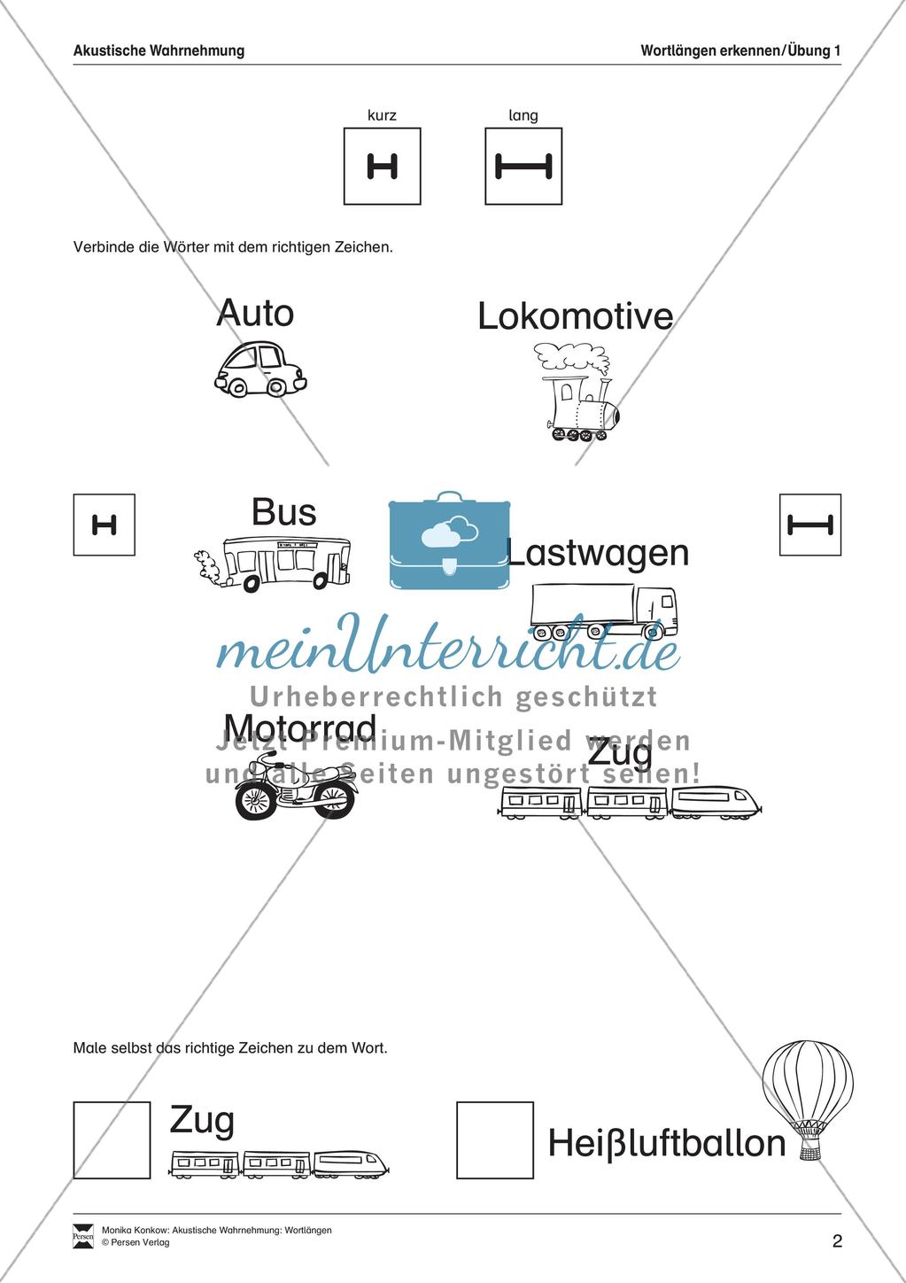 Leseerwerb: Akustische Wahrnehmung - Wortlängen Preview 3