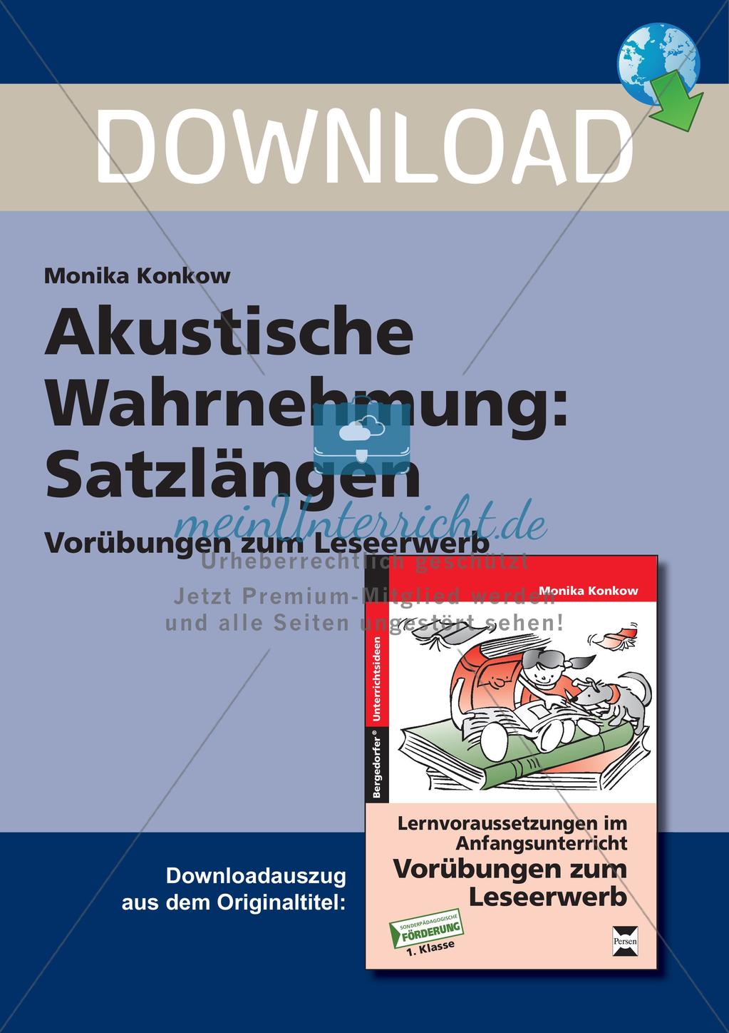 Leseerwerb: Akustische Wahrnehmung - Satzlängen Preview 1