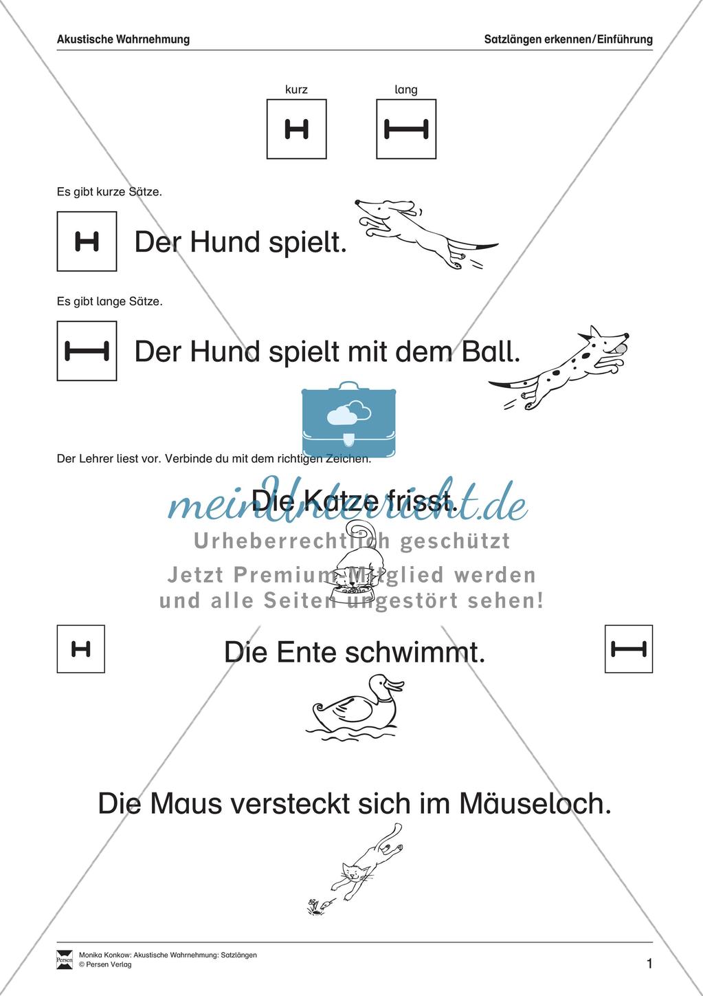 Leseerwerb: Akustische Wahrnehmung - Satzlängen Preview 2