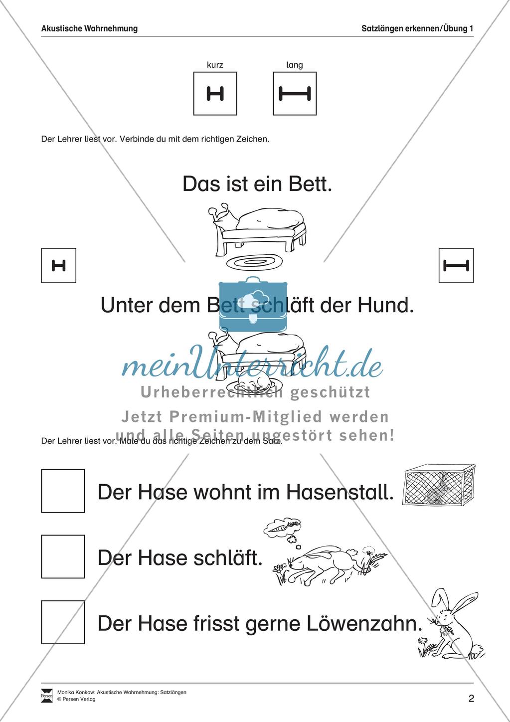 Leseerwerb: Akustische Wahrnehmung - Satzlängen Preview 3