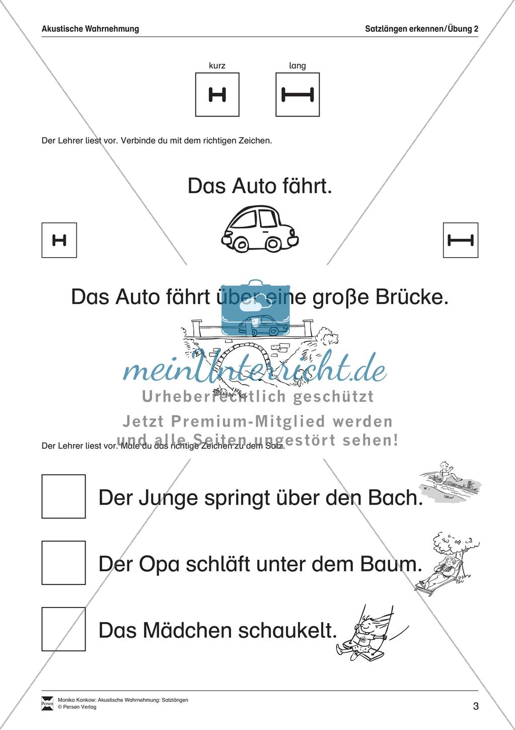 Leseerwerb: Akustische Wahrnehmung - Satzlängen Preview 4
