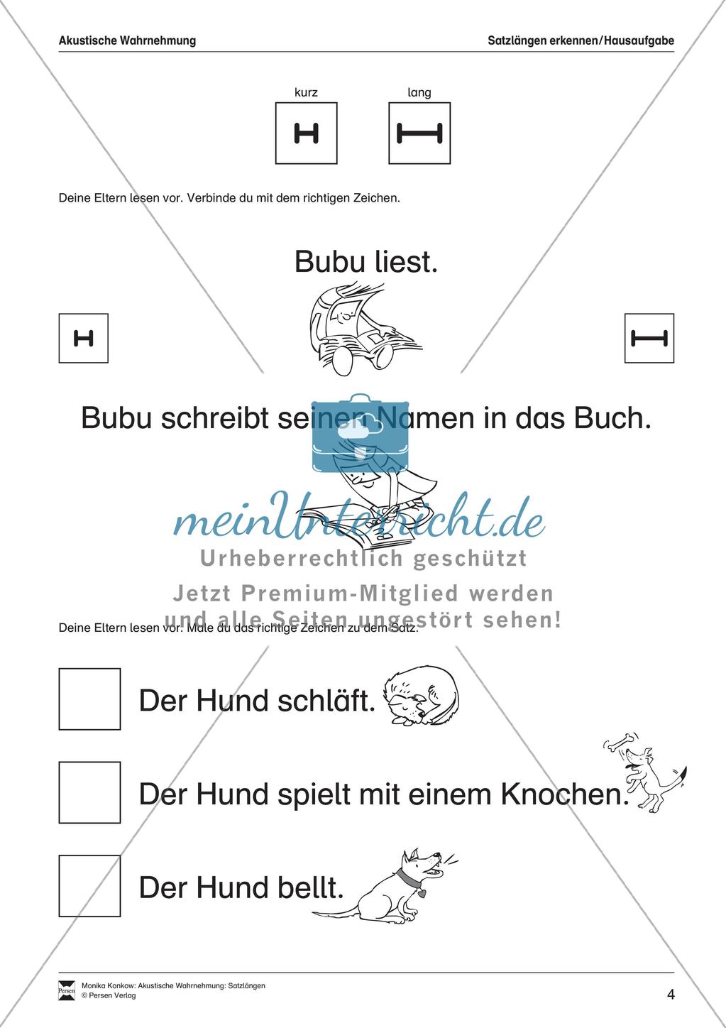 Leseerwerb: Akustische Wahrnehmung - Satzlängen Preview 5