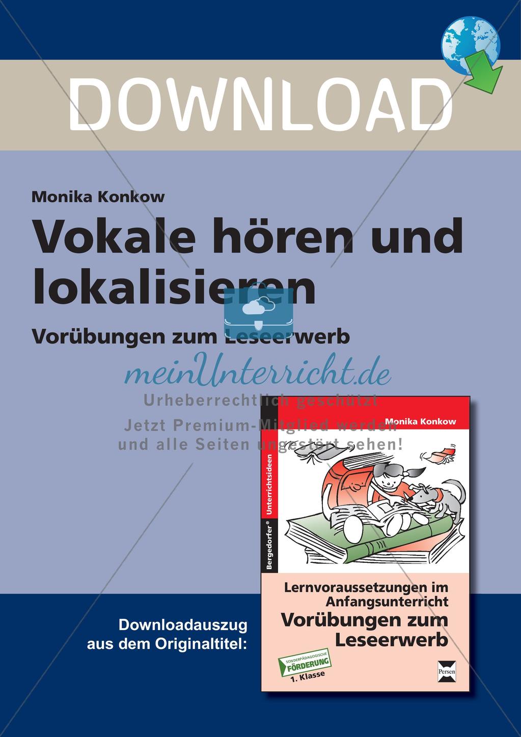 Leseerwerb: Hören und Lokalisieren von Vokalen Preview 1