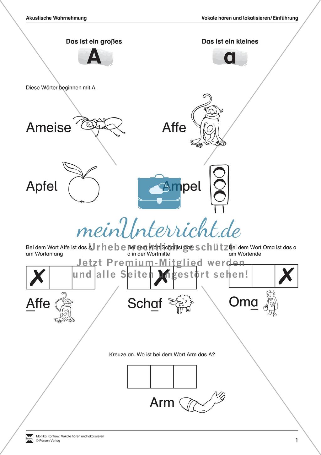 Leseerwerb: Hören und Lokalisieren von Vokalen Preview 2