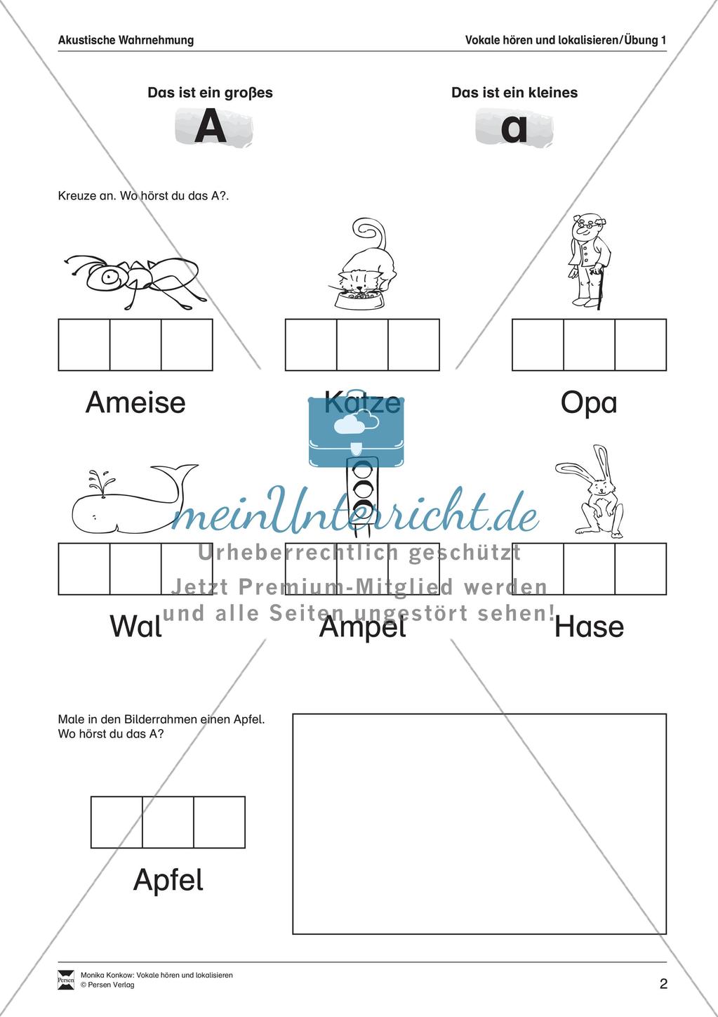 Leseerwerb: Hören und Lokalisieren von Vokalen Preview 3