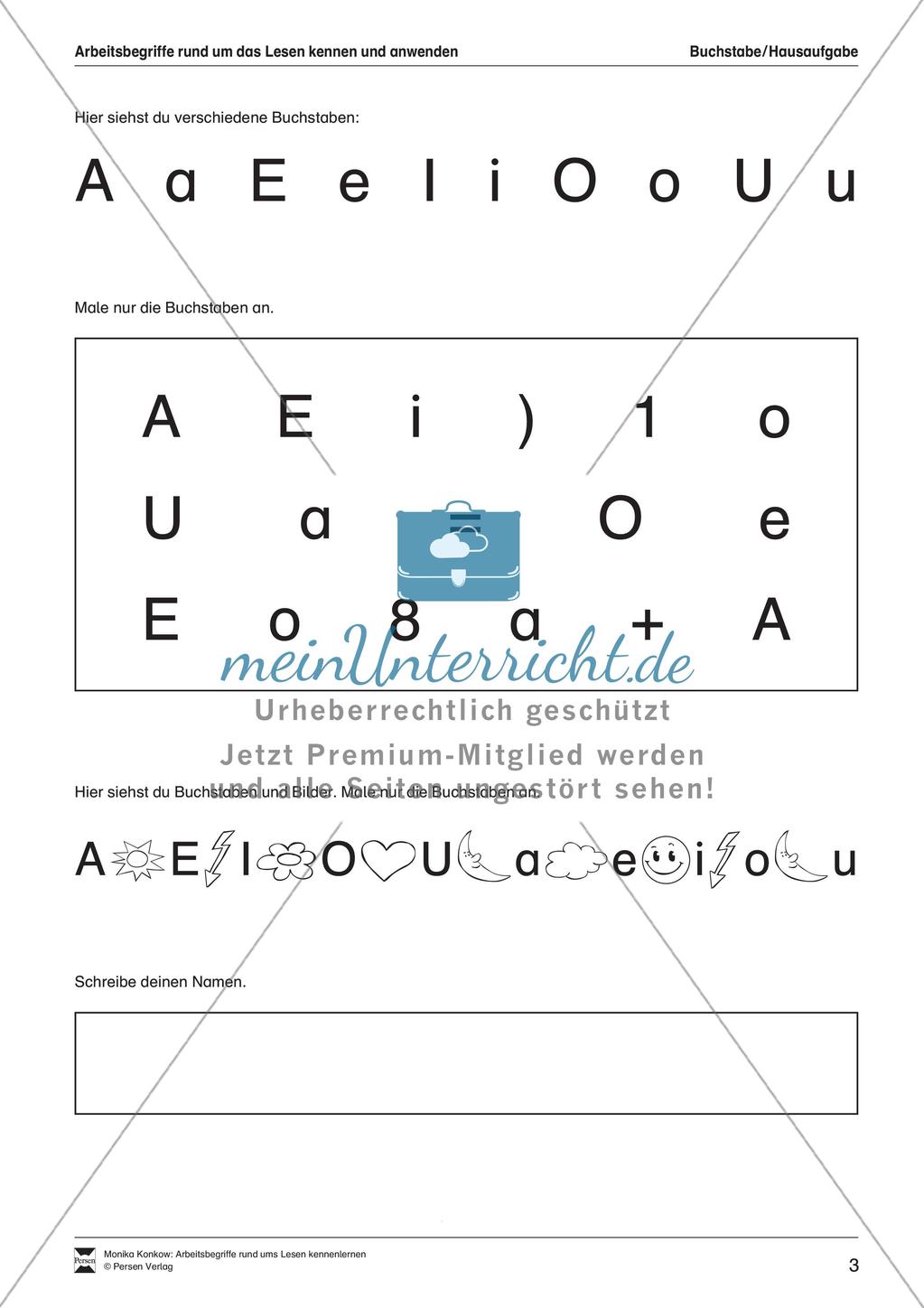 Leseerwerb: Arbeitsbegriffe zum Thema Lesen Preview 4