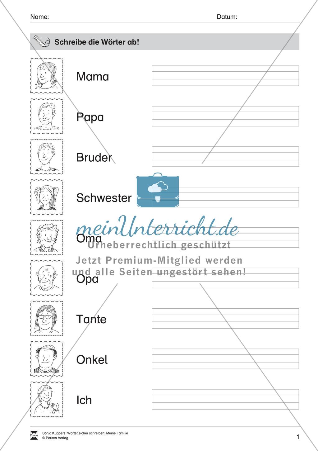 Wortschatzarbeit: Meine Familie Preview 2