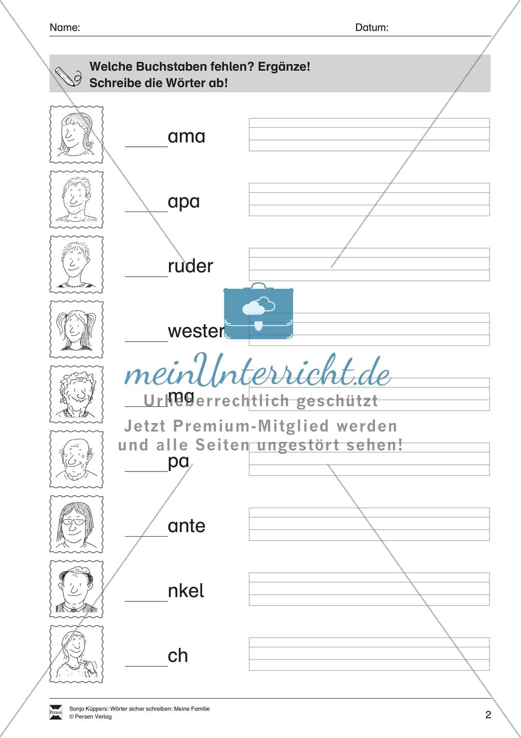 Wortschatzarbeit: Meine Familie Preview 3