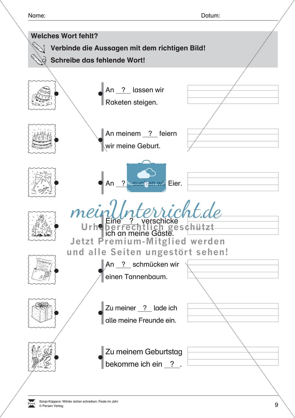 Wortschatzarbeit: Feste im Jahr Preview 10