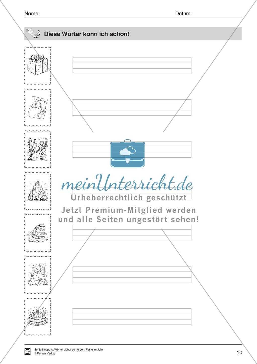 Wortschatzarbeit: Feste im Jahr Preview 11