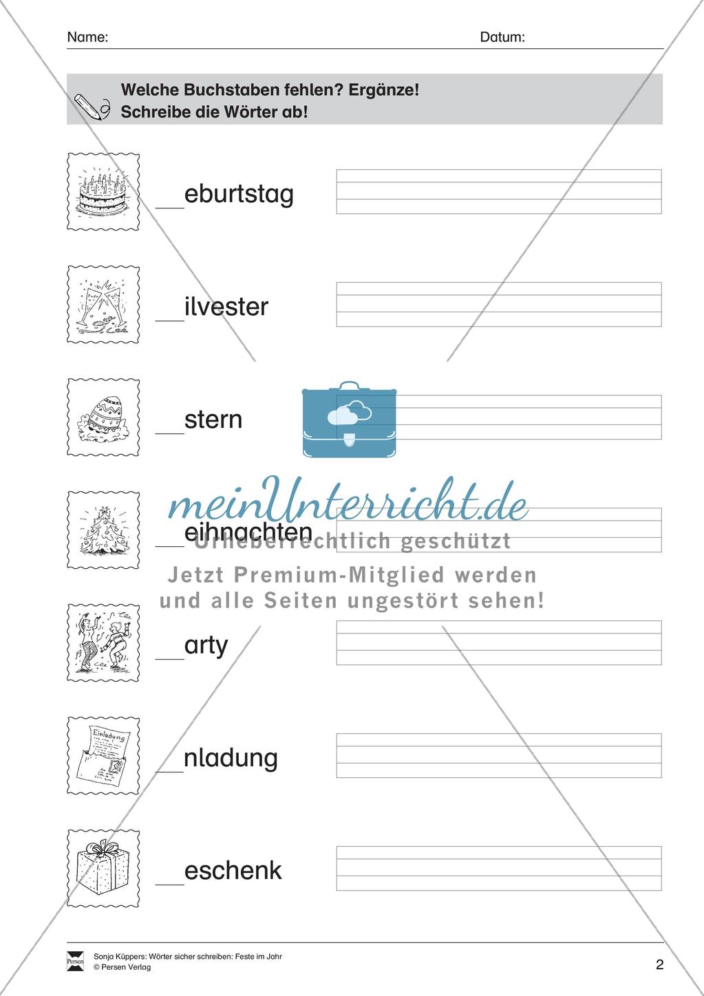 Wortschatzarbeit: Feste im Jahr Preview 3