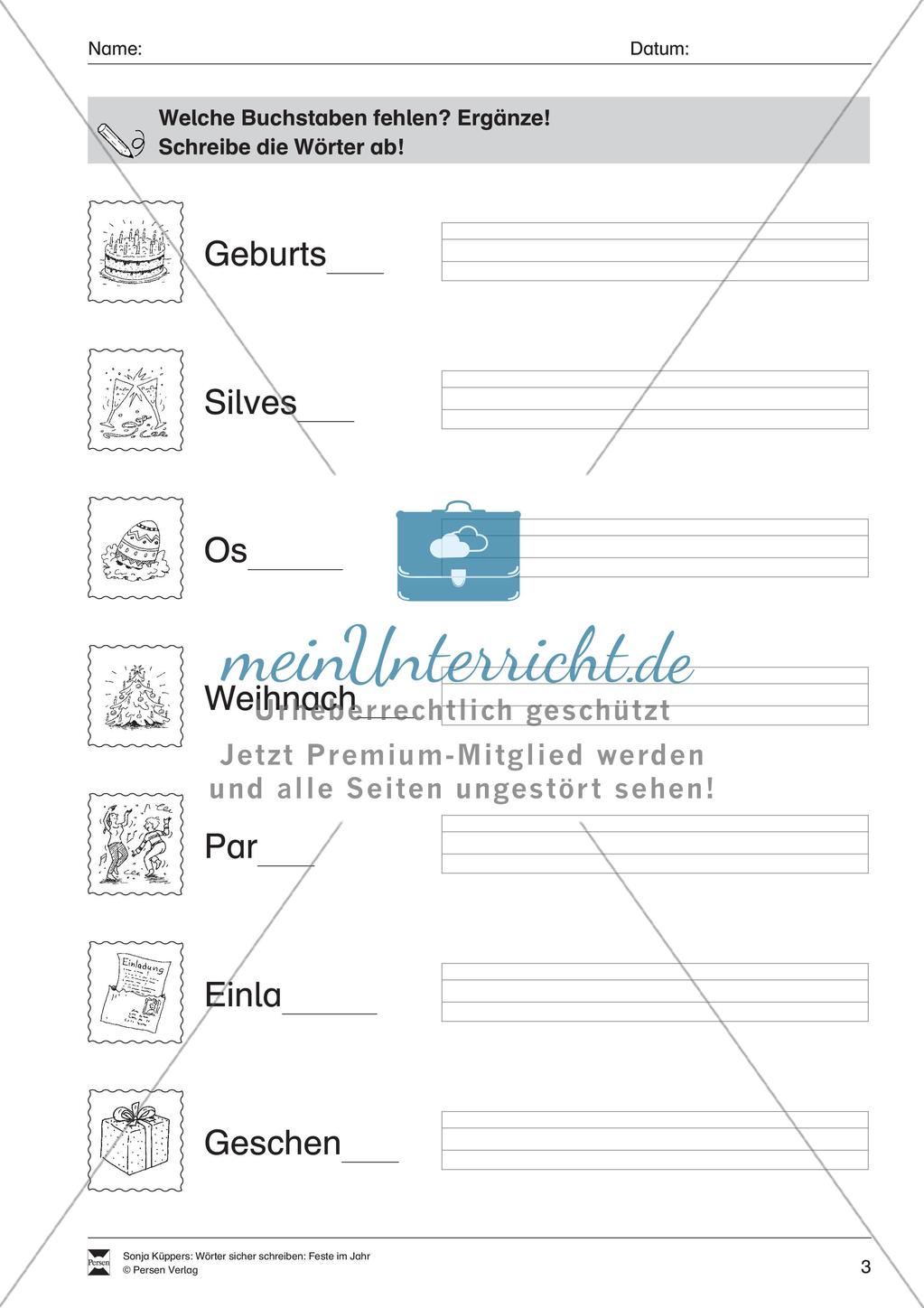 Wortschatzarbeit: Feste im Jahr Preview 4