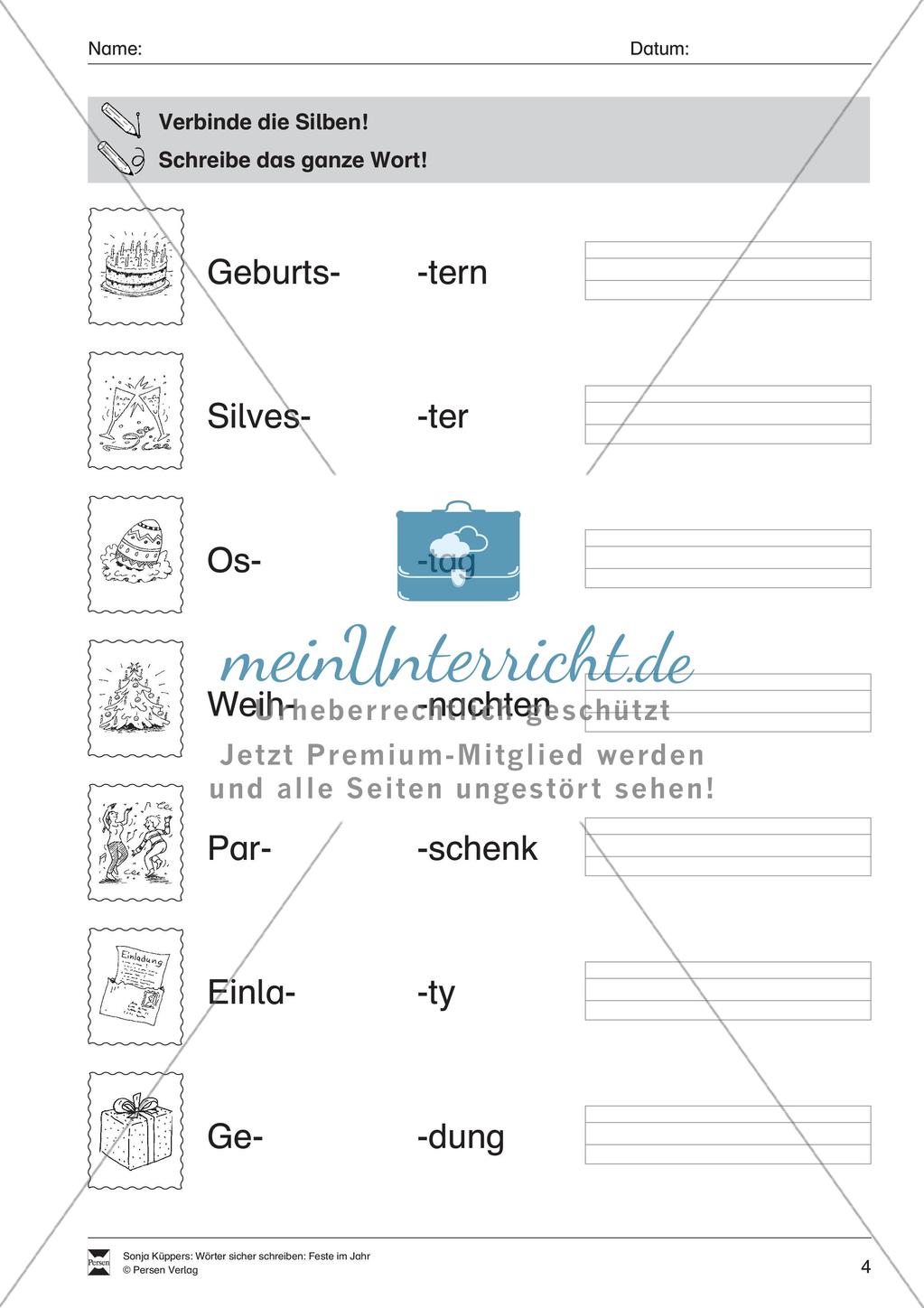 Wortschatzarbeit: Feste im Jahr Preview 5