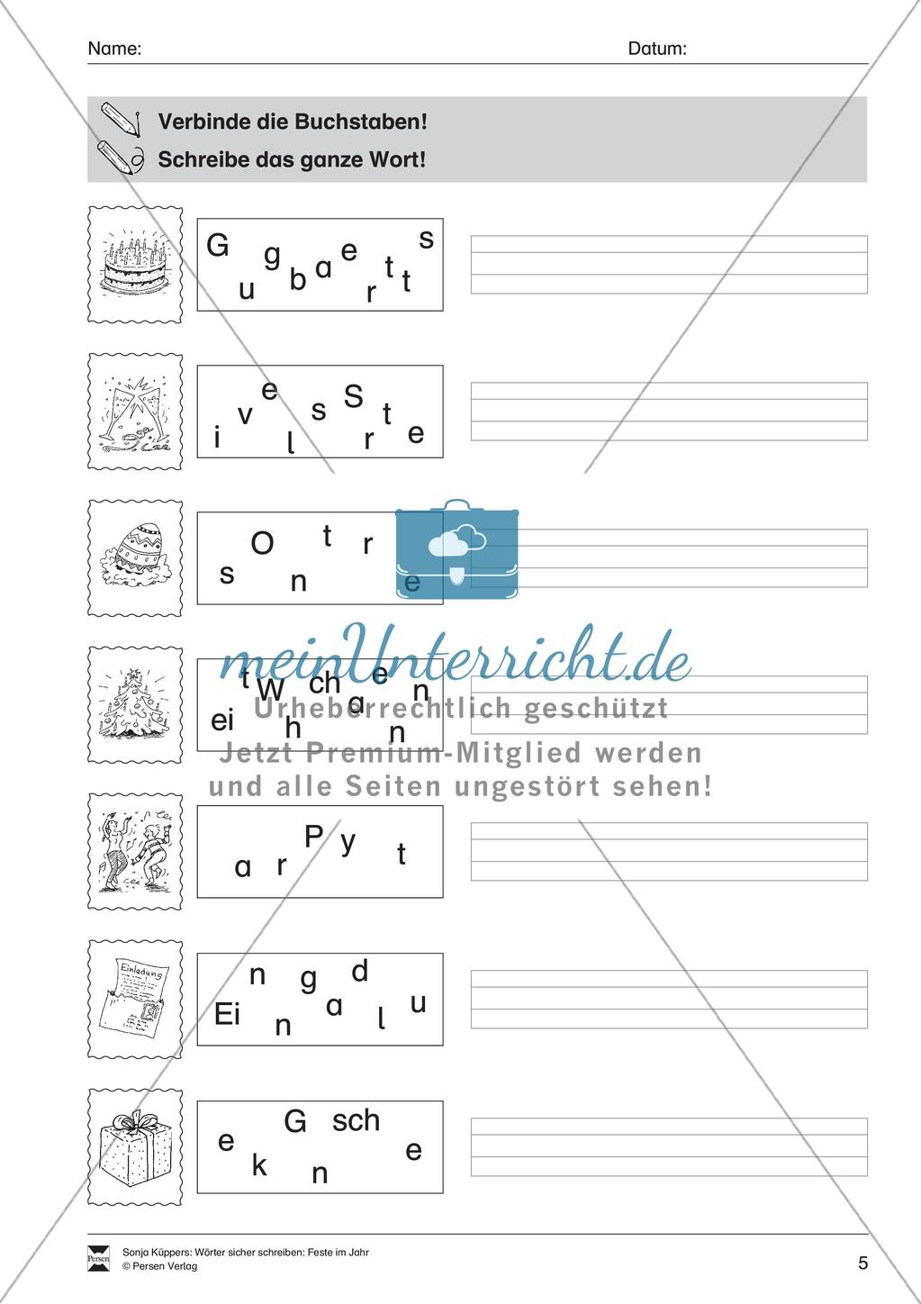 Wortschatzarbeit: Feste im Jahr Preview 6