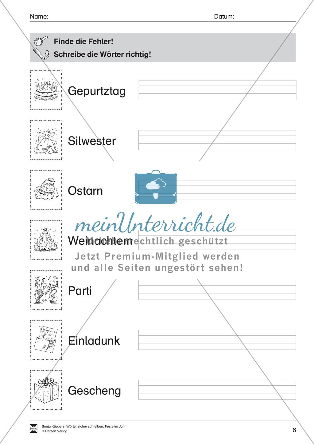 Wortschatzarbeit: Feste im Jahr Preview 7
