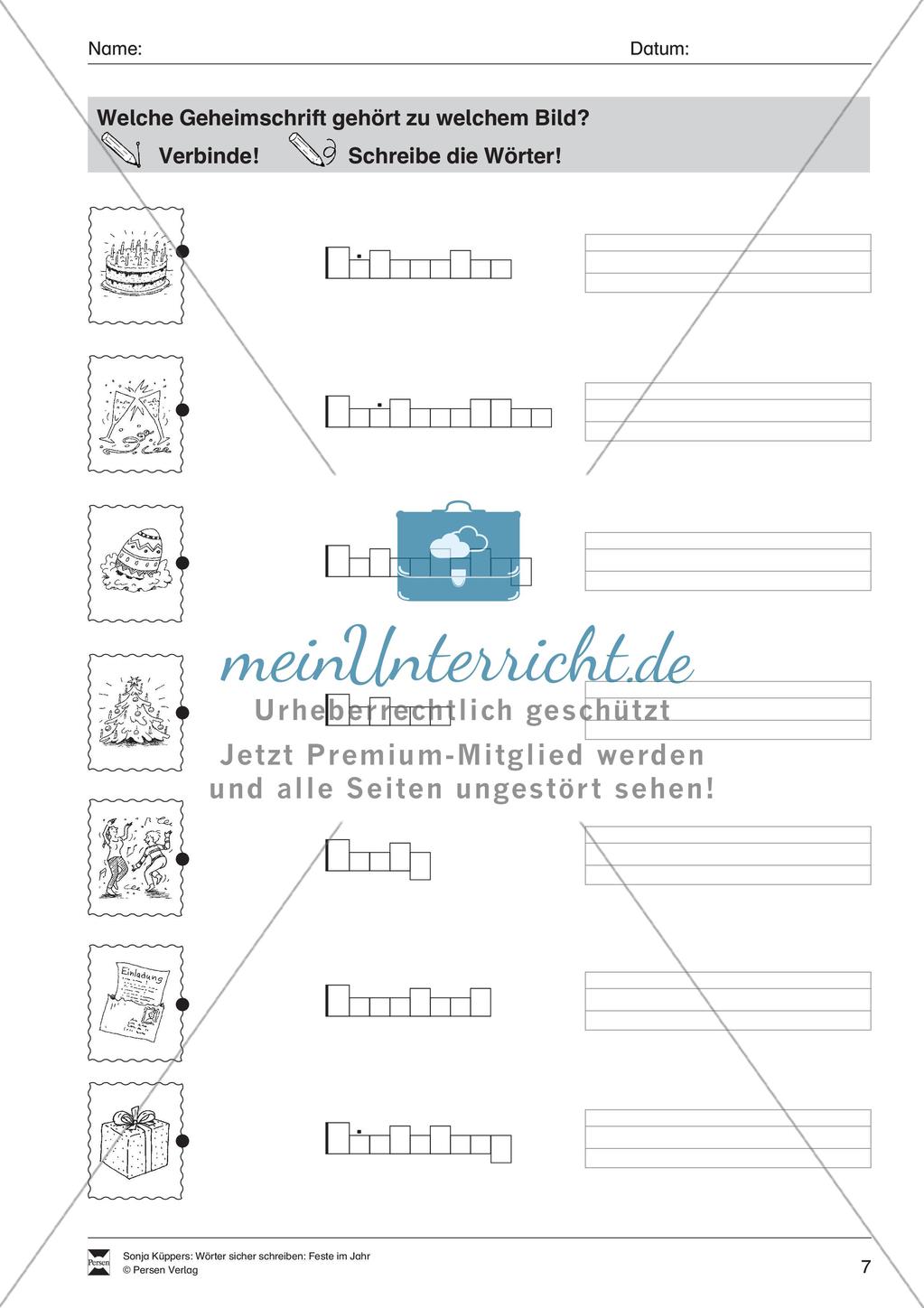 Wortschatzarbeit: Feste im Jahr Preview 8