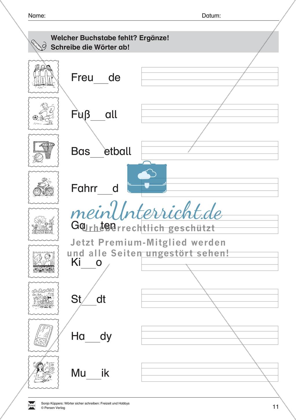 Wortschatzarbeit: Freizeit und Hobbys Preview 12