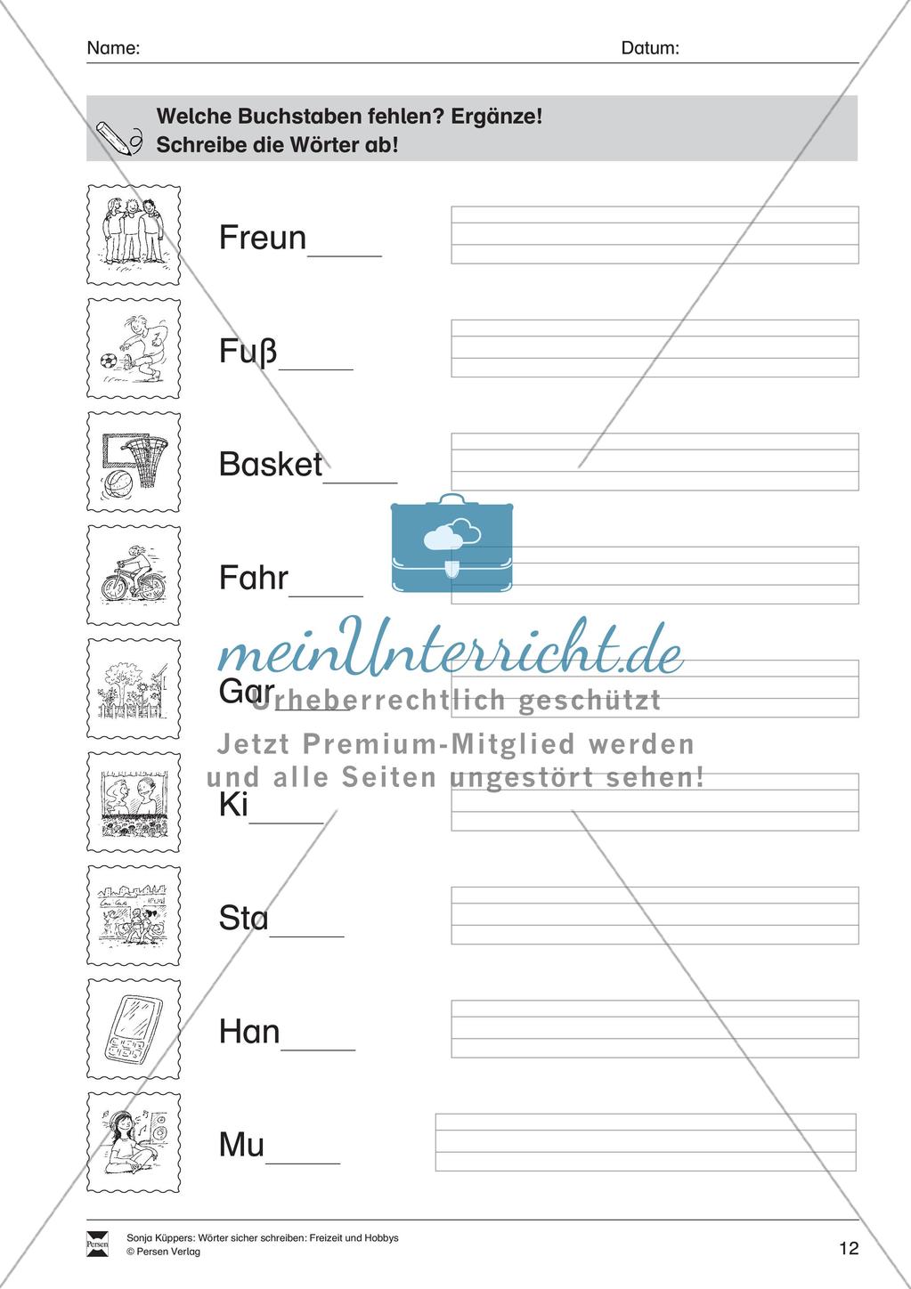 Wortschatzarbeit: Freizeit und Hobbys Preview 13