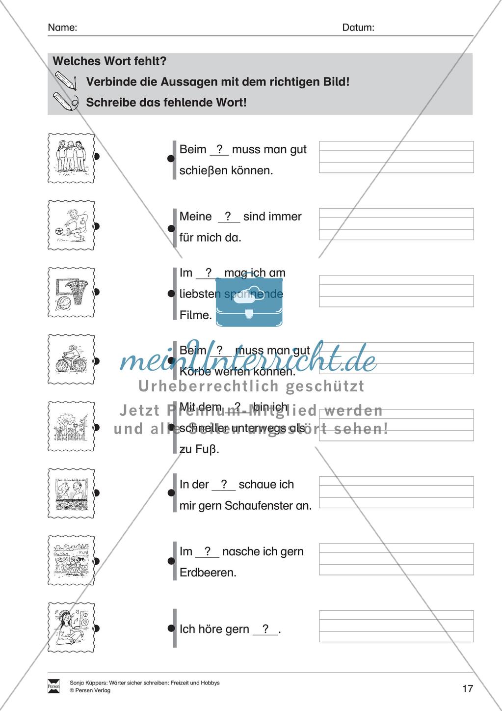 Wortschatzarbeit: Freizeit und Hobbys Preview 18