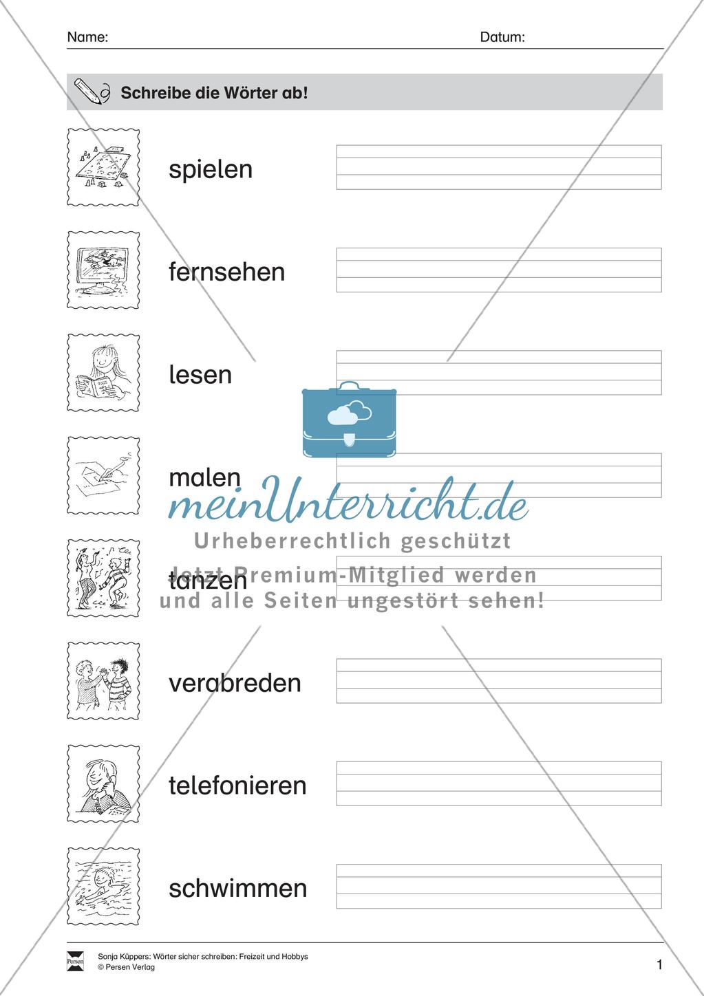 Wortschatzarbeit: Freizeit und Hobbys Preview 2