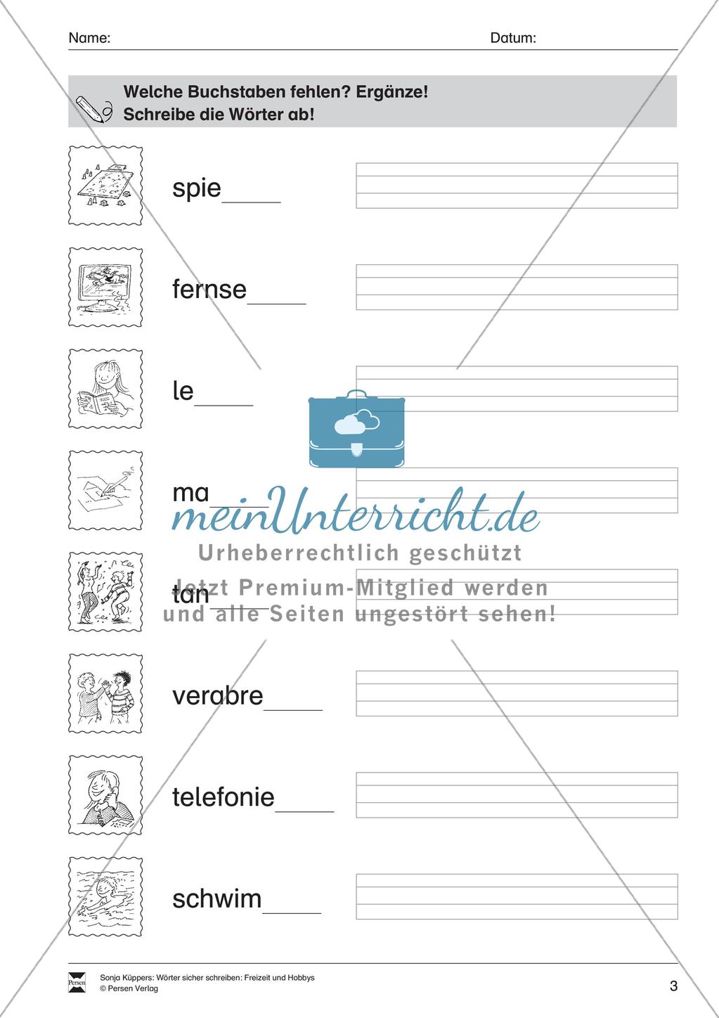 Wortschatzarbeit: Freizeit und Hobbys Preview 4