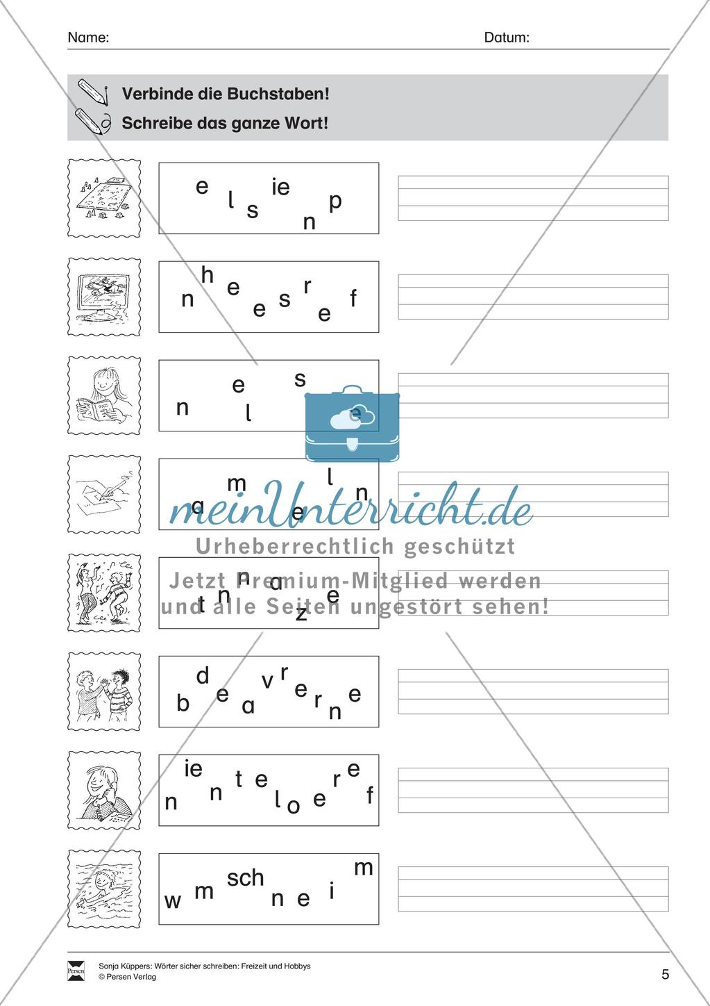 Wortschatzarbeit: Freizeit und Hobbys Preview 6