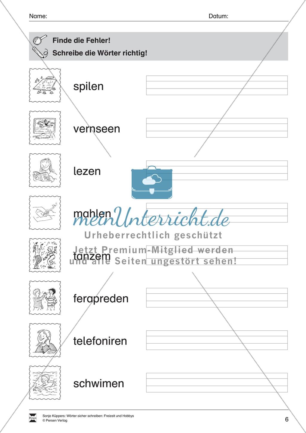 Wortschatzarbeit: Freizeit und Hobbys Preview 7