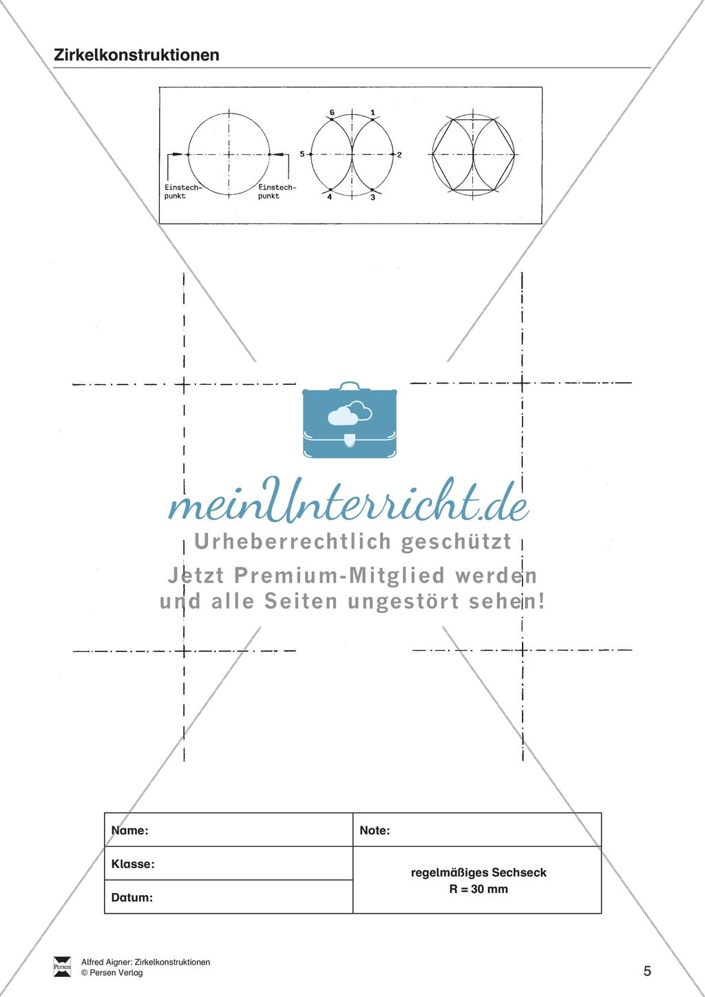 Übungen zum Technischen Zeichnen: Zirkelkonstruktionen Preview 7