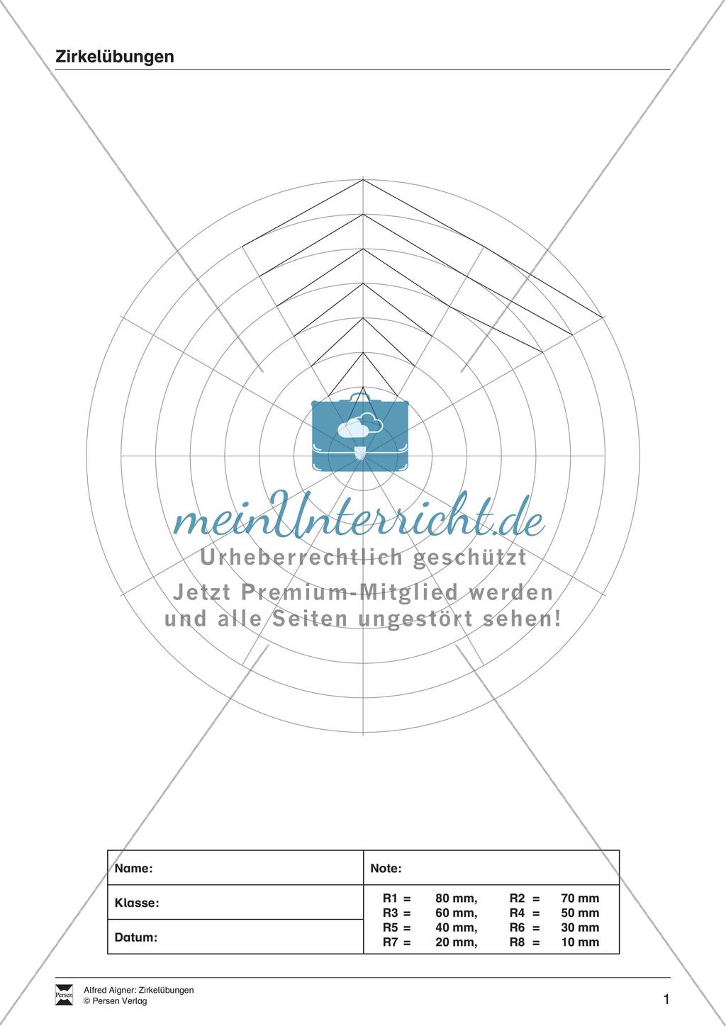 Übungen zum Technischen Zeichnen: Zirkelübungen Preview 3