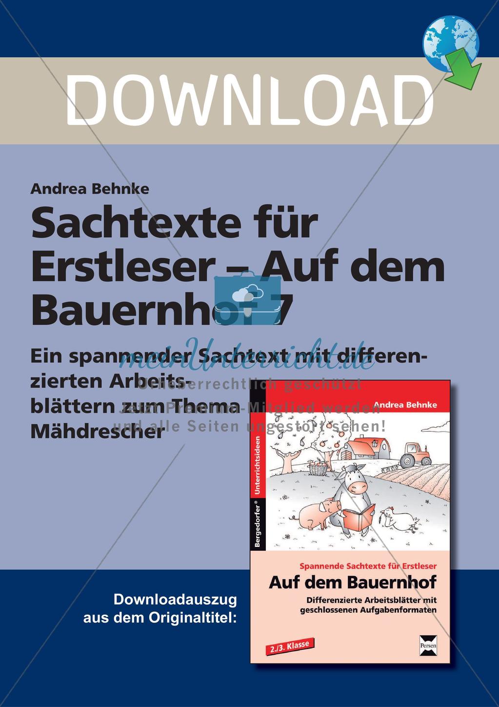 Sachtexte für Erstleser: Mähdrescher Preview 1