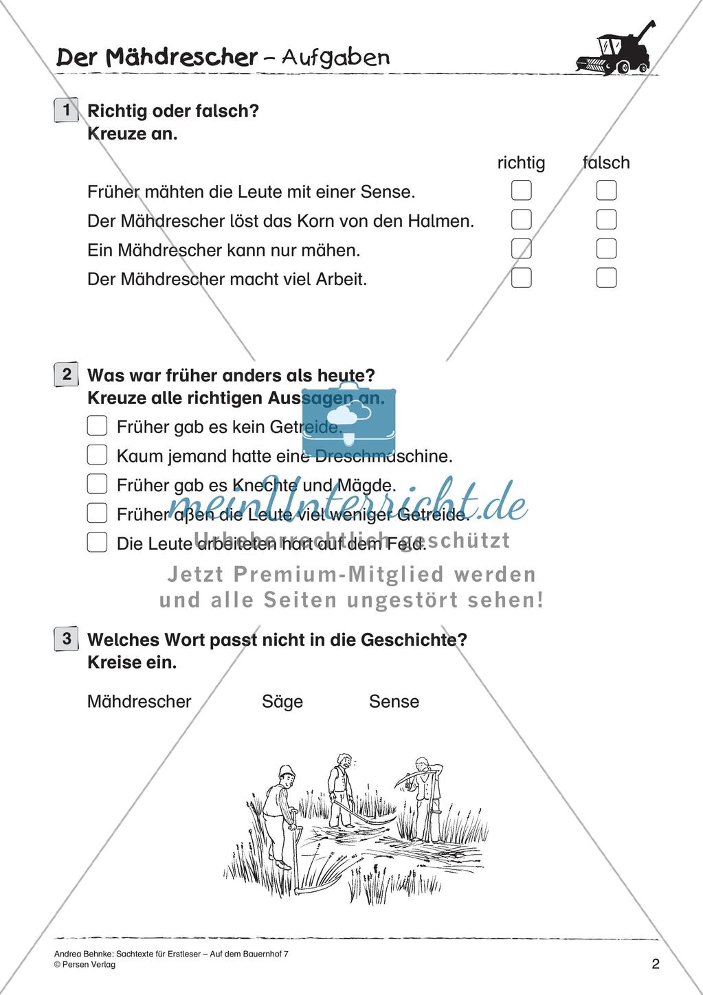 Sachtexte für Erstleser: Mähdrescher Preview 4