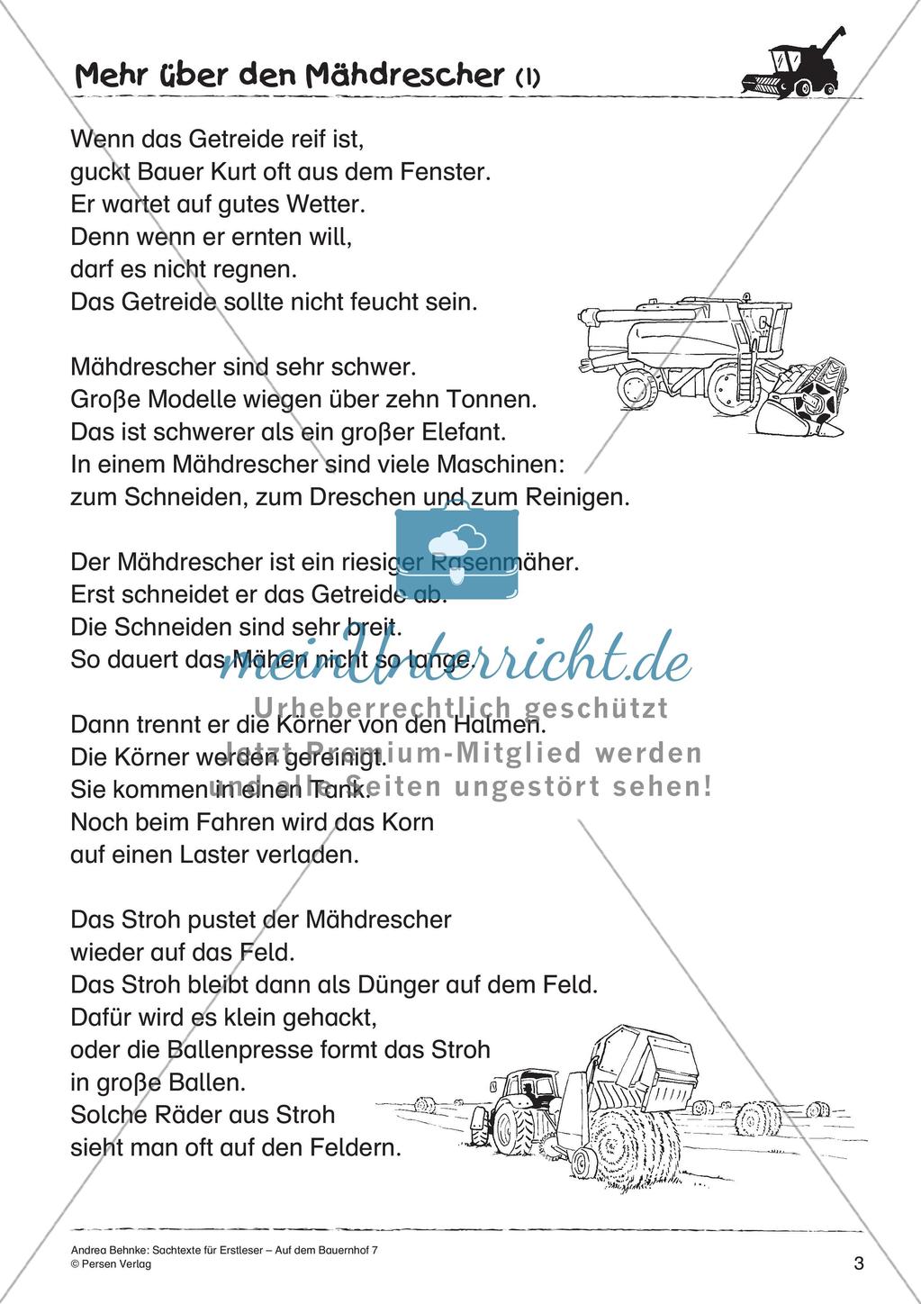 Sachtexte für Erstleser: Mähdrescher Preview 5