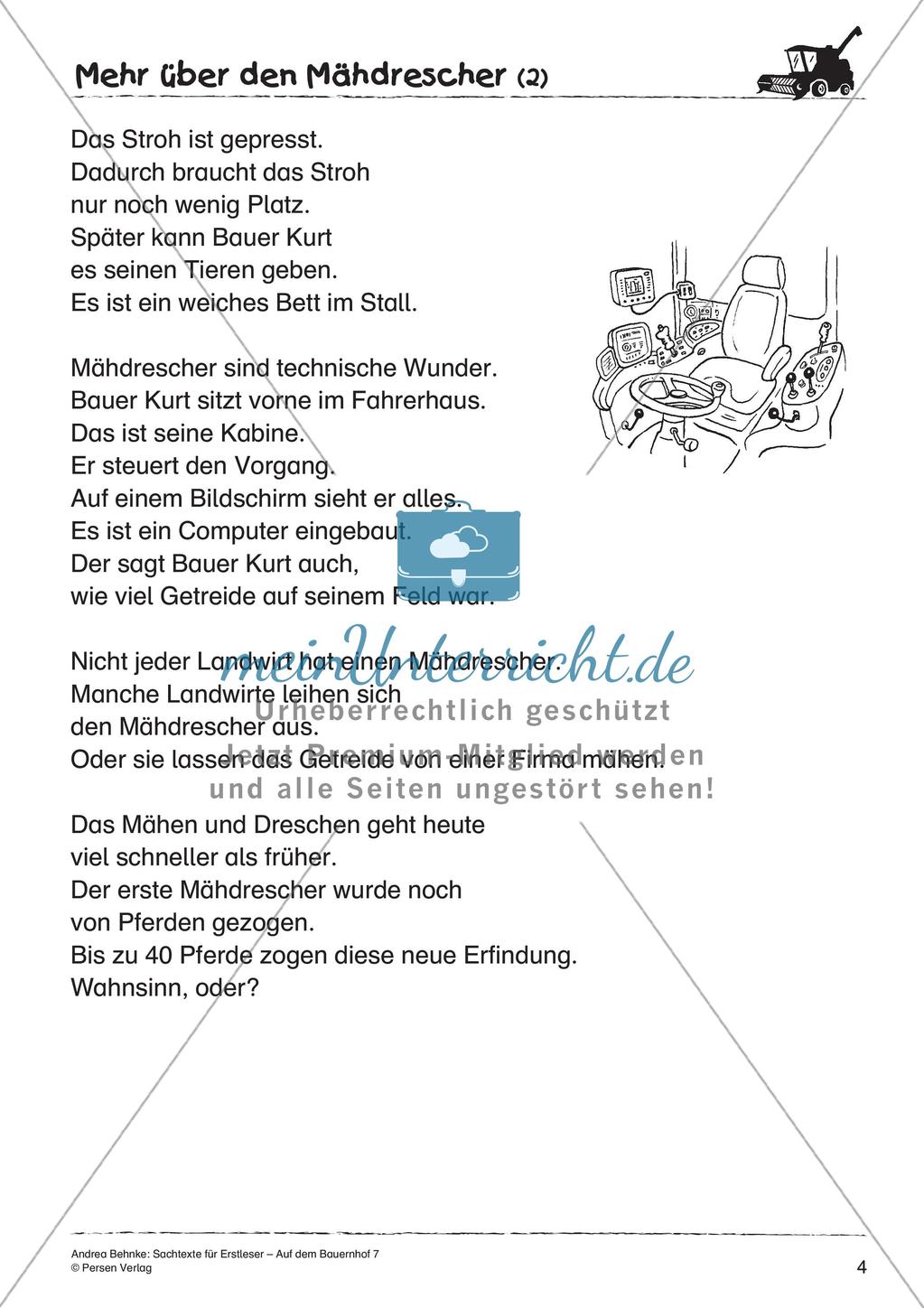 Sachtexte für Erstleser: Mähdrescher Preview 6