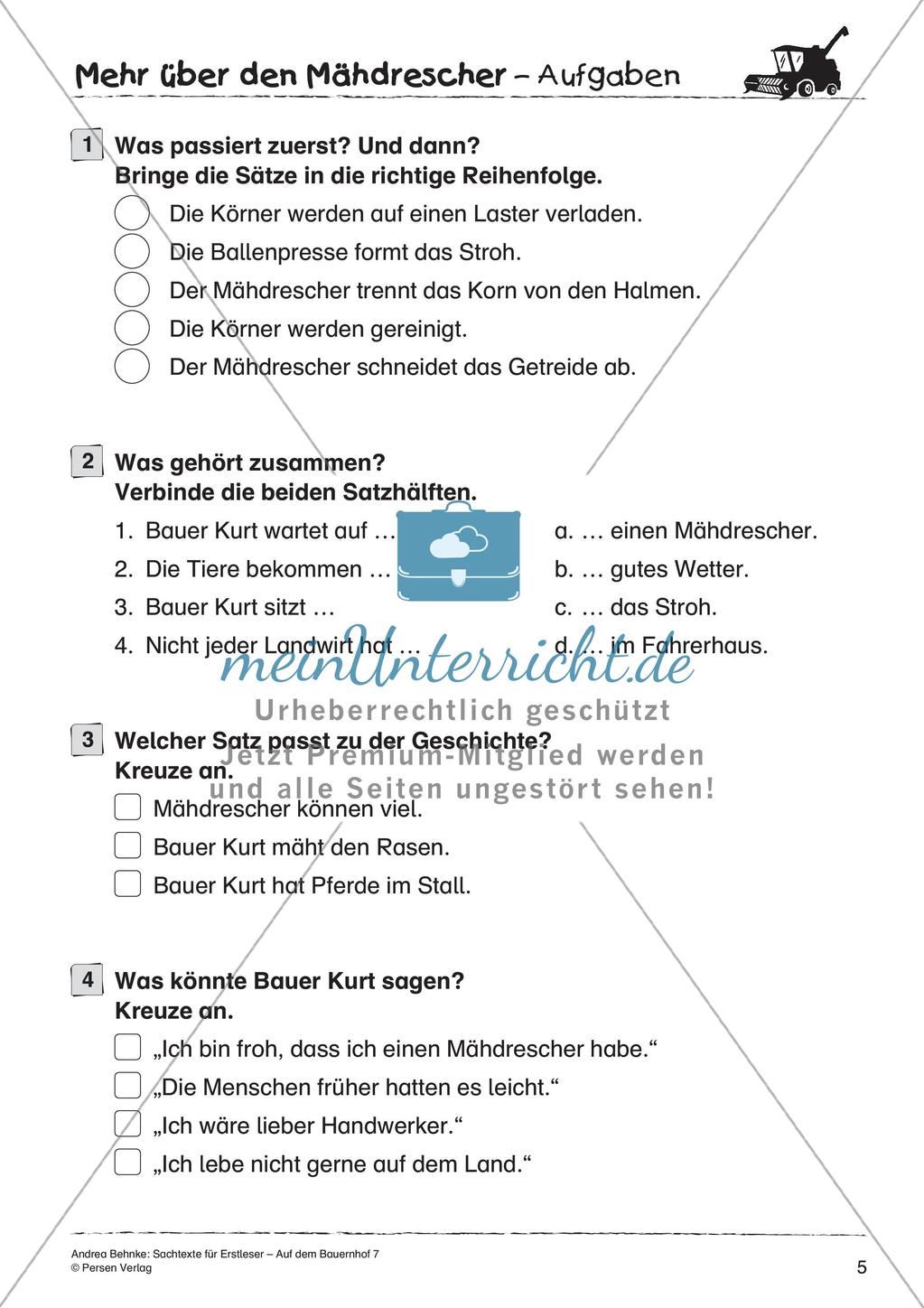 Sachtexte für Erstleser: Mähdrescher Preview 7